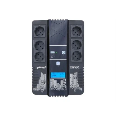 Image de INFOSEC Zen X 1000 Onduleur CA 220/230/240 V 600 Watt VA monophasé USB connecteurs de sortie : 8