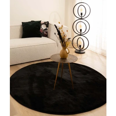 Afbeelding van Velours Vloerkleed Rond Flair Zwart 200 Cm