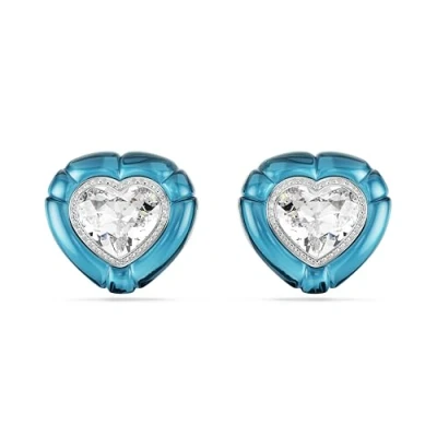 Afbeelding van Swarovski Dulcis Clip Oorbellen, Hart Cut, Pavé, Hart, Blauw, Gerhodineerd Metaal, Kristallen, gerhodineerd, Kristal