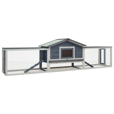 Afbeelding van vidaXL Konijnenhok 310x70x87 cm massief grenen en vurenhout grijs