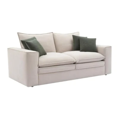 Afbeelding van Vente unique 3 zitsbank van beige stof PORALO L 221 cm x H 85 D 99