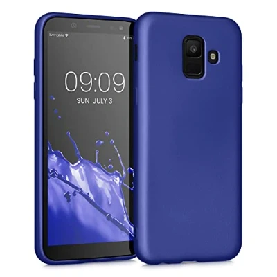 Afbeelding van kwmobile telefoonhoesje geschikt voor Samsung Galaxy A6 (2018) Hoesje smartphone Back cover in metallic blauw