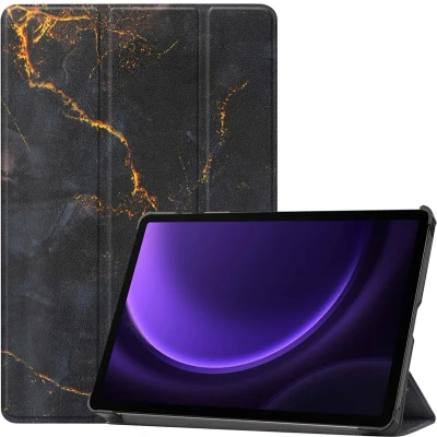 Afbeelding van imoshion Tablet Hoes Geschikt voor Samsung Galaxy Tab S9 11.0 inch FE / Design Trifold Bookcase Zwart /Black Marble