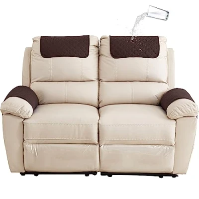 Afbeelding van GYHH Sofa armsteunhoes, hoofdsteunhoes voor verstelbare stoelhoes, antislip gevoerde stoelhoes (Coffee, 2 Seat Recliner 4 stuks)