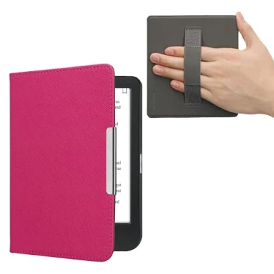Afbeelding van kwmobile flip cover geschikt voor Kobo Clara BW / Colour Case met magnetische sluiting en handvat Hoes e reader in neon roze design