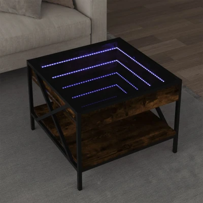 Afbeelding van Salontafel met Infinity LED 50x50x38 cm gerookt eikenkleurig