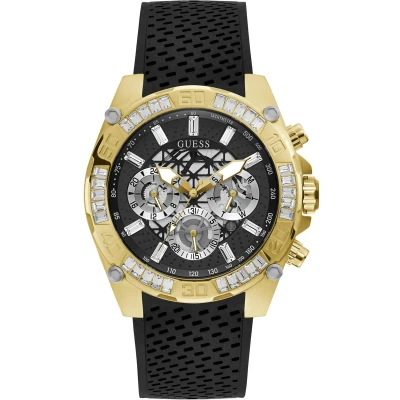 Afbeelding van Guess Gt Trophy Kwarts Analoog Horloge Zwart Case: 100% Stainless Steel Bracelet: Silicone 46 mm GW0333G2