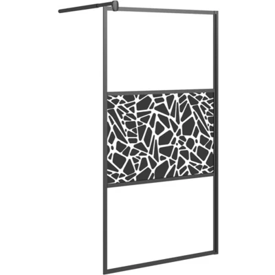 Afbeelding van Inloopdouchewand met stenenmotief 100x195 cm ESG glas zwart