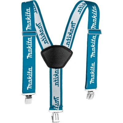 Afbeelding van Makita Bretels Blauw/Wit Kledingaccessoires Inclusief Clips Verstelbaar Geschikt voor Werkkleding en Dagelijkse Kleding Elastisch