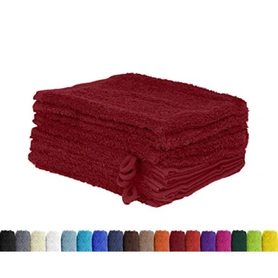 Afbeelding van washandjes, 100% katoen, 10 washandjes 15 x 21 cm, wijnrood