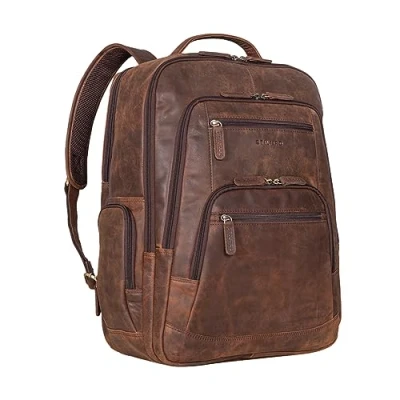 Afbeelding van STILORD Igor Leren rugzak Grote laptoprugzak 18 inch Vintage Studentenrugzak, Zamora Bruin, XL, stijl