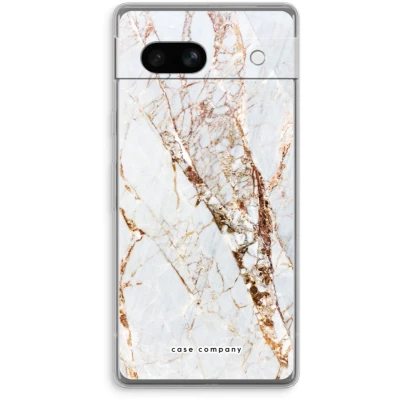 Afbeelding van Case Company® hoesje geschikt voor Google Pixel 7A Goud marmer Soft Cover Telefoonhoesje Bescherming aan alle Kanten en Schermrand