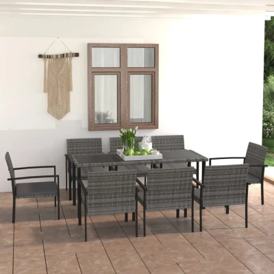 Afbeelding van 9 delige Tuinset poly rattan grijs
