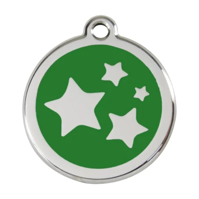 Afbeelding van Star Green roestvrijstalen hondenpenning large/groot dia. 3,8 cm RedDingo