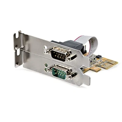 Image de StarTech.com Carte série PCI Express à 2 ports PCIe RS232/DB9 Adaptateur 2.0 profil bas RS 232 x jaune