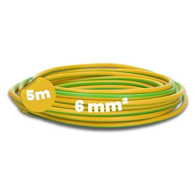 Afbeelding van Kalitec Kabelkabel H07V K 6 mm² groen/geel 5 m flexibele aardingskabel beschermgeleider PVC streng dunne bedrading enkele kabel schakeldraad