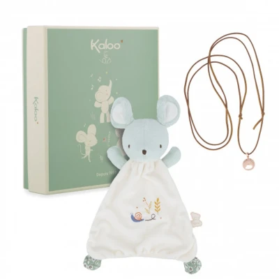 Afbeelding van Kaloo Bola En Muis Cadeauset Om Baby Gerust Te Stellen Met Geluid Ketting Voor De Moeder Een Muizen Knuffel In Het Hoofdje Geschenkverpakking