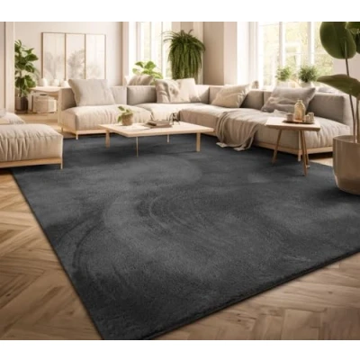 Afbeelding van TT Home Laagpolig woonkamertapijt, effen, modern design, wasbaar Antraciet, 160 x 220 cm