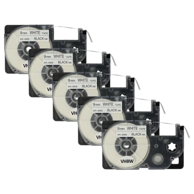 Afbeelding van 5 x 9 mm vhbw cassettes voor Casio KL 130, 200, 2000, 200E, 7200, 7400, G2, HD1 vervanging: XR 9WE1, 9WE