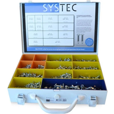 Afbeelding van SYSTEC assortimentskoffer zelfborgende plaatschroeven verzinkt diverse koppen 13 maten DIN 7504N/P (2040 delig)