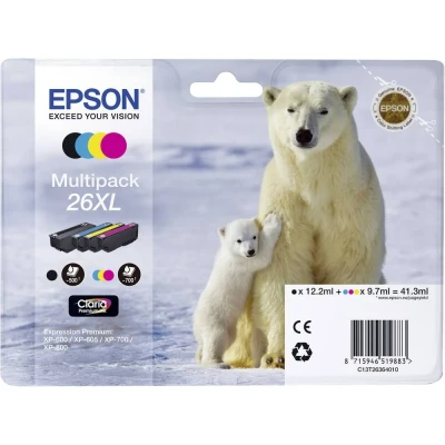 Afbeelding van Epson 26XL (C13T26364012) Inktcartridge 4 kleuren Voordeelbundel Hoge capaciteit