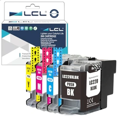 Afbeelding van LCL Inktpatronen compatibel met LC22UXL LC 22UXL LC22U 22U LC20E 22UBK 22UC 22UM 22UY XL vervanging voor Brother DCP J785DW MFC J985DW (4PK KCMY)
