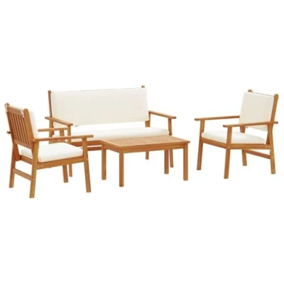 Afbeelding van vidaXL 4 delige tuinsofa set met kussens van massief acaciahout