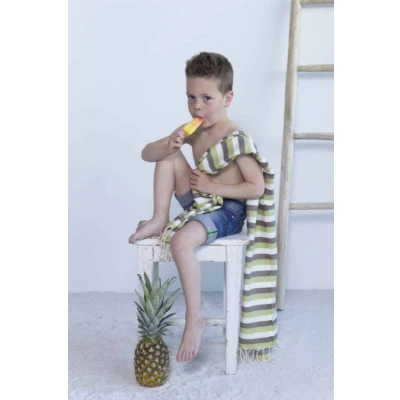 Afbeelding van Kids Hamamdoek Multi Green Brown van Call it Fouta!