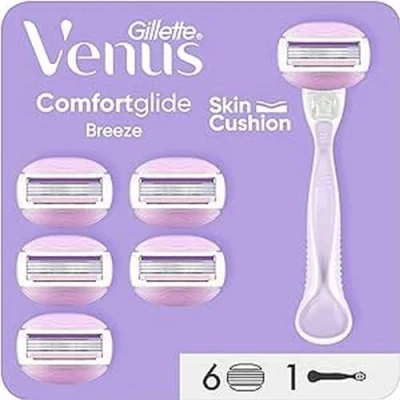 Image de Gillette Venus ComfortGlide Breeze Rasoir, 1 Manche + 6 Recharges De Lames, Rasoir À 3 Lames Pour Un Rasage En Douceur, Confortable, Précis et Efficace, Idéal Femmes