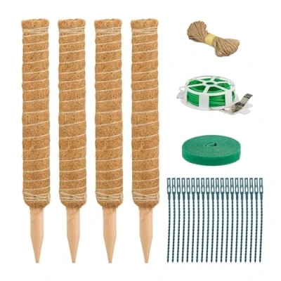 Afbeelding van Relaxdays mosstokken plantenstokken mospalen plantensteun set van 4 bindmateriaal