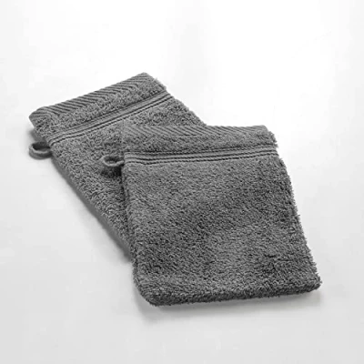 Image de douceur d&#039;intérieur, 2 Gants de Toilette (15 x 21 cm) Tendresse Anthracite, Eponge