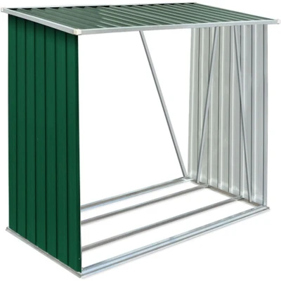 Afbeelding van Haardhoutschuur 163x83x154 cm gegalvaniseerd staal groen