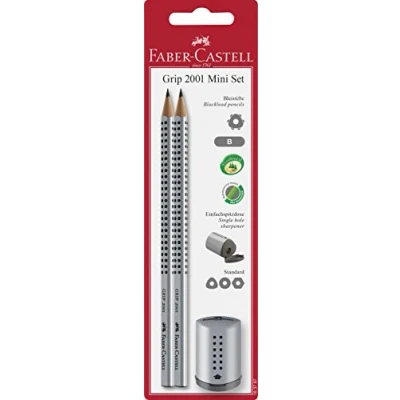 Afbeelding van Faber Castell 183797 Grip 2001 en mini puntenslijper, zilverkleurig, 2 stuks