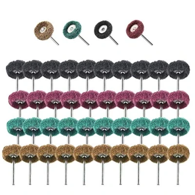 Afbeelding van 40 stuks schurende wielen, 1&quot; (25mm) polijsten wielen set voor roterende gereedschap 1/8 &quot;(3 mm) schacht