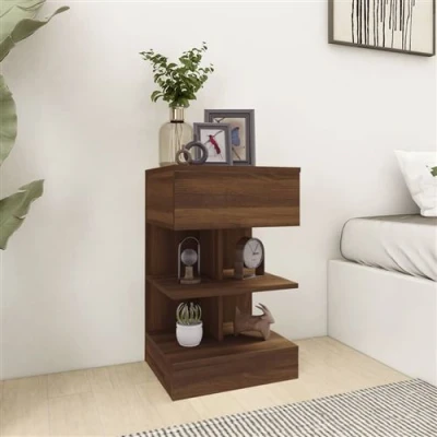 Afbeelding van vidaXL Nachtkastje 40x35x65 cm bewerkt hout bruin eikenkleur