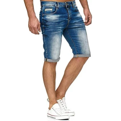 Afbeelding van Red Bridge Denim Capri Basic Heren jeansshort, stretch bermuda, Blauw, 30W