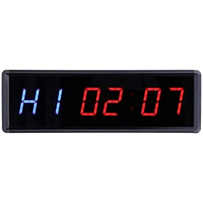 Afbeelding van led intervaltimer, 1,5 inch digitaal display, wandklok, stopwatch, gymnastiektimer met afstandsbediening voor thuissportschool