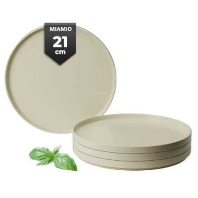 Afbeelding van MIAMIO serviesset voor 4 personen, aardewerk, beige mat, vaatwasser en magnetron, geschikt serie Sierra (klein bord (4x))
