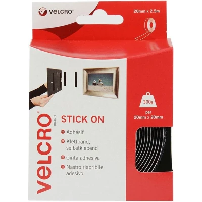 Afbeelding van VELCRO® VEL EC60215 Klittenband Om vast te plakken Haak en lusdeel (l x b) 2500 mm 20 Zwart 2.5 m