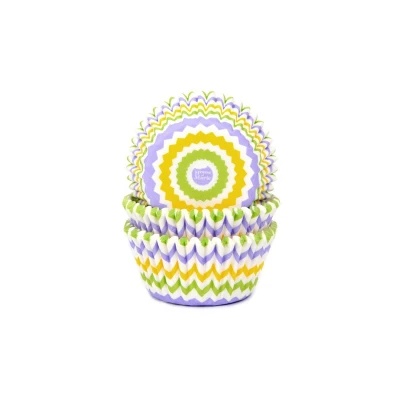 Afbeelding van Cupcake Cups HoM Chevron Lente 50x33mm. 50st.