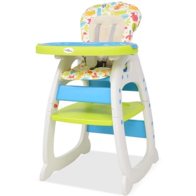Afbeelding van vidaXL Kinderstoel met blad 3 in 1 verstelbaar blauw en groen