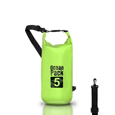Afbeelding van Waterdichte rugzak, 5/10/20 l, Dry Bag Zee, tas, verstelbare schouderriem, voor boot, vissen, rafting, strand, watersport, beschermt telefoon/zilver/kaart/sleutel, Groen, tas