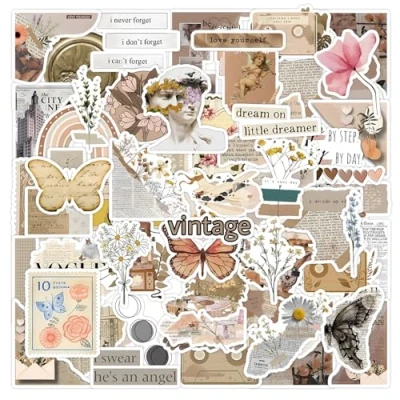 Afbeelding van 60 stuks vintage vinylstickers voor scrapbooking, laptop, waterfles (C)