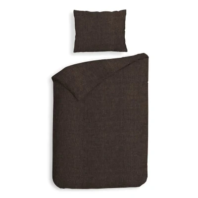 Afbeelding van Heckettlane Franela Dekbedovertrek Eenpersoons 140x200/220 cm Coffee Quartz