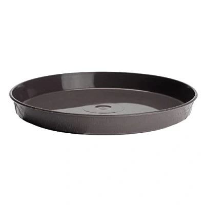Afbeelding van Verdenia 7244 bloempotonderzetter voor planten en kruiden, van licht stevig kunststof, vele kleuren, houtstructuur, diameter 11 cm, 32 grafiet