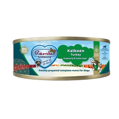 Afbeelding van 24x Renske Blik Vers Gestoomd Complete Menu Senior Kalkoen Graanvrij 95 gr