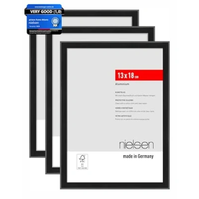 Afbeelding van nielsen Aluminium portretlijst, fotolijst set van 3 Atlanta, 13 x 18 cm, mat zwart