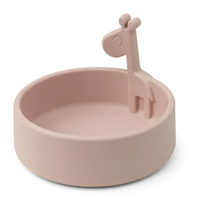 Afbeelding van Done by deer Peekaboo kom Raffi Powder Roze / Ø11,5 x H 4 cm Siliconen rubber
