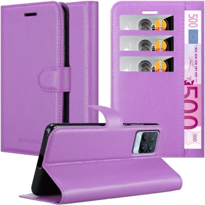 Afbeelding van Cadorabo Hoesje geschikt voor Realme 8 4G / PRO in MANGAAN PAARS Beschermhoes met magnetische sluiting, standfunctie en kaartvakje Book Case Cover Etui
