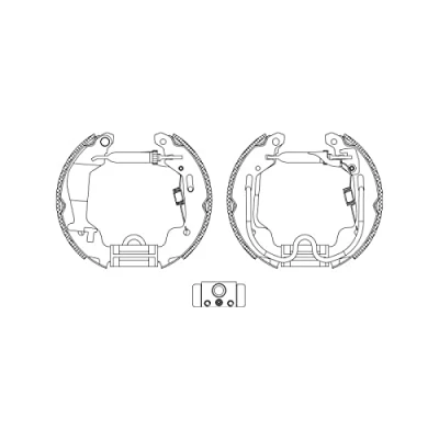 Afbeelding van HELLA Shoe Kit Pro 8DB 355 004 781 Remschijf, trommelrem Met wielremcilinder, stel element OPEL: Agila A
